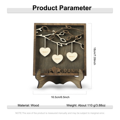 Custom Family Tree Sign Engrave 3 Names Wooden Family Frame Home Decor-Jessemade AU