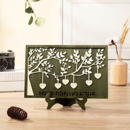 Family Tree Wood Frame Personalised Family Tree Sign Engrave 6 Names Keepsake Gifts-Jessemade AU
