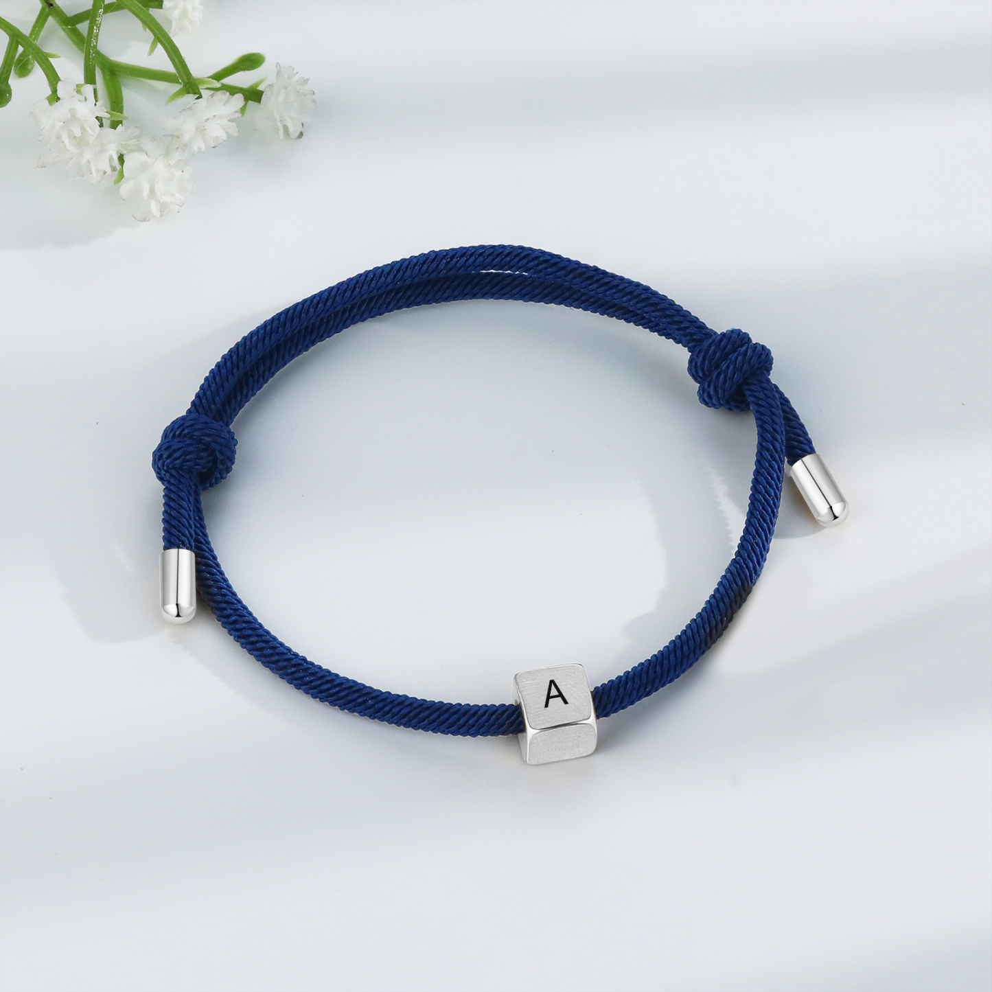 Dark Blue Couple's Bracelet Custom Letter Engraved Beads Stainless Steel Bracelet Personalised Gift for Him/Her-Jessemade AU