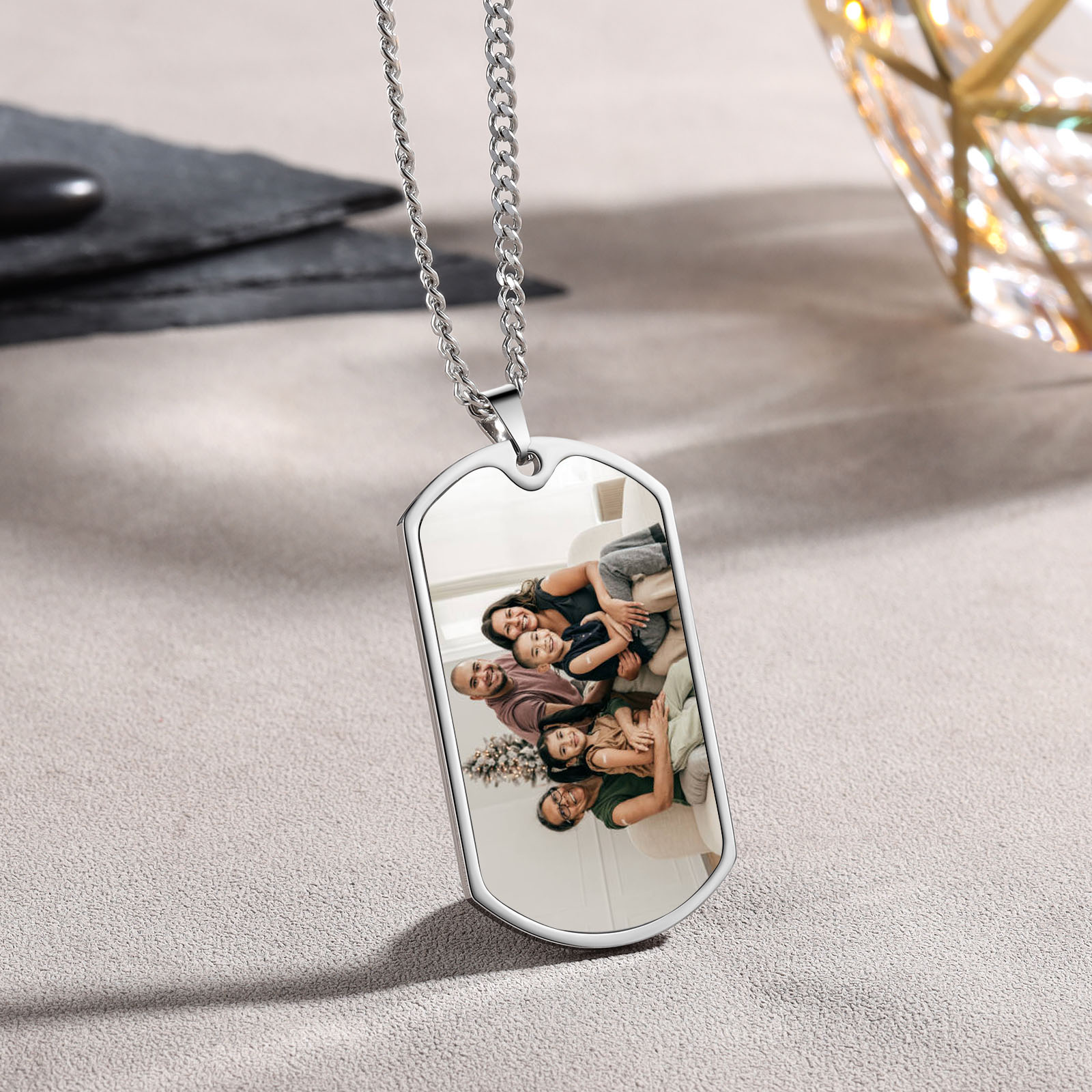 Custom Fist Bump Family Necklace with 5 Kids' Names Personalised Photo Dog Tag Necklace Father's Day Gifts-Jessemade AU