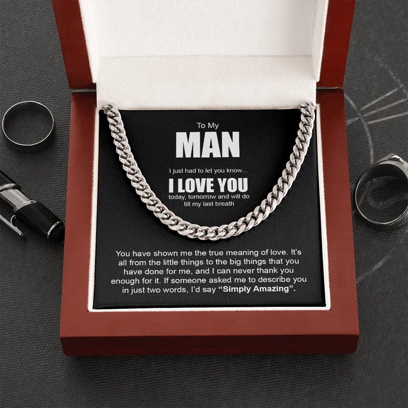 To My Man-Cuban Link Chain Necklace Gift Set "You have shown me the true meaning of love"-Jessemade AU