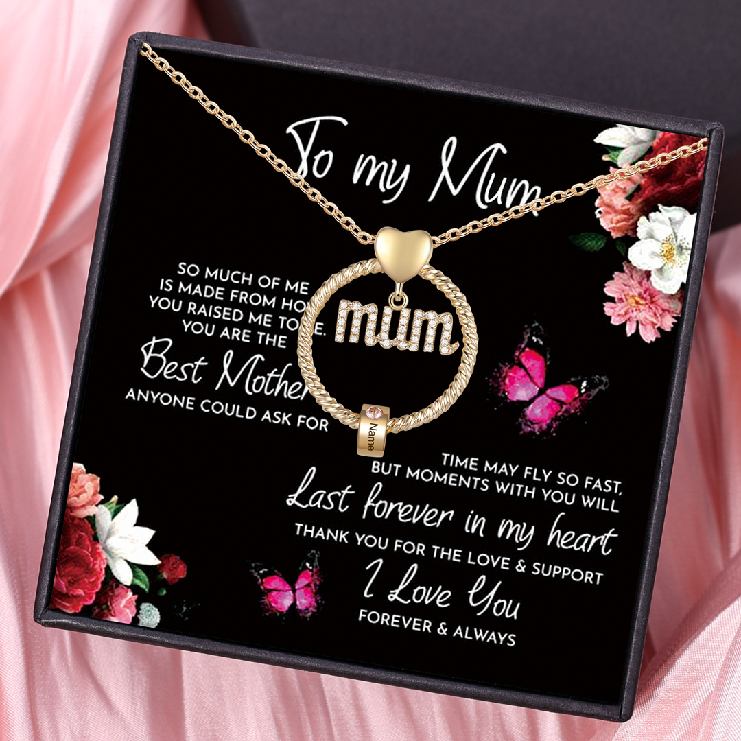 Personalised Circle Necklace With 1 Birthstone Pendant Engraved Names Gift For Mum-Jessemade AU