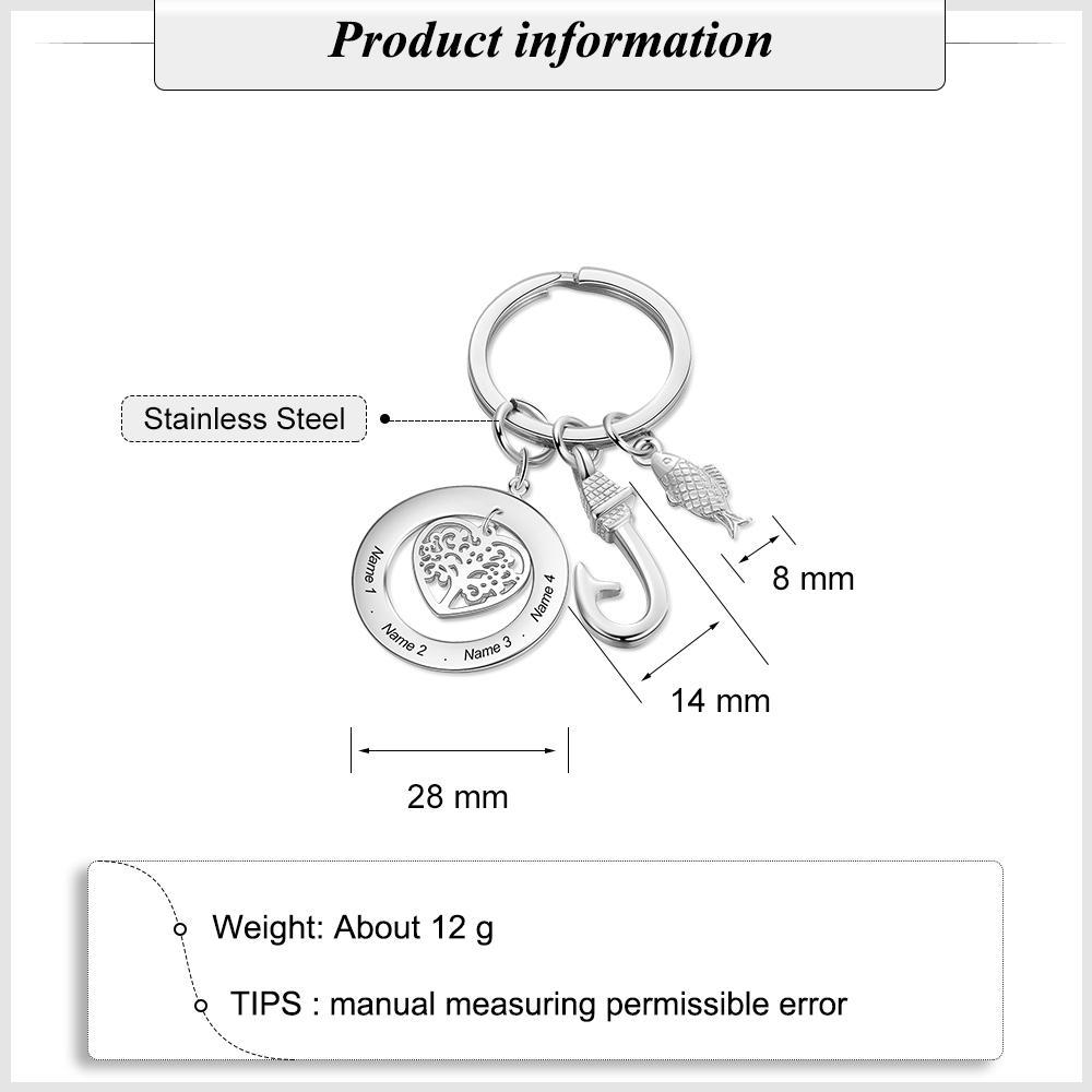 Personalised Family Tree Keychain Engraved 4 Names Gifts For Mother-Jessemade AU