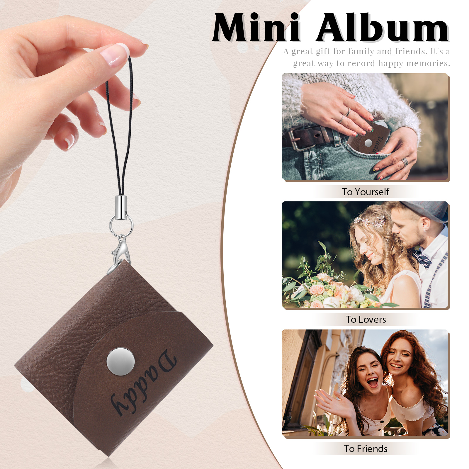 10 Photos - Personalised Mini Album Keychain Customised Photo & Name Leather Keychain Romantic Gift for Her-Jessemade AU
