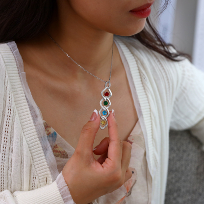 Personalised Pendant Necklace Custom 4 Birthstones Engraved 4 Names Necklace Gift for Women-Jessemade AU