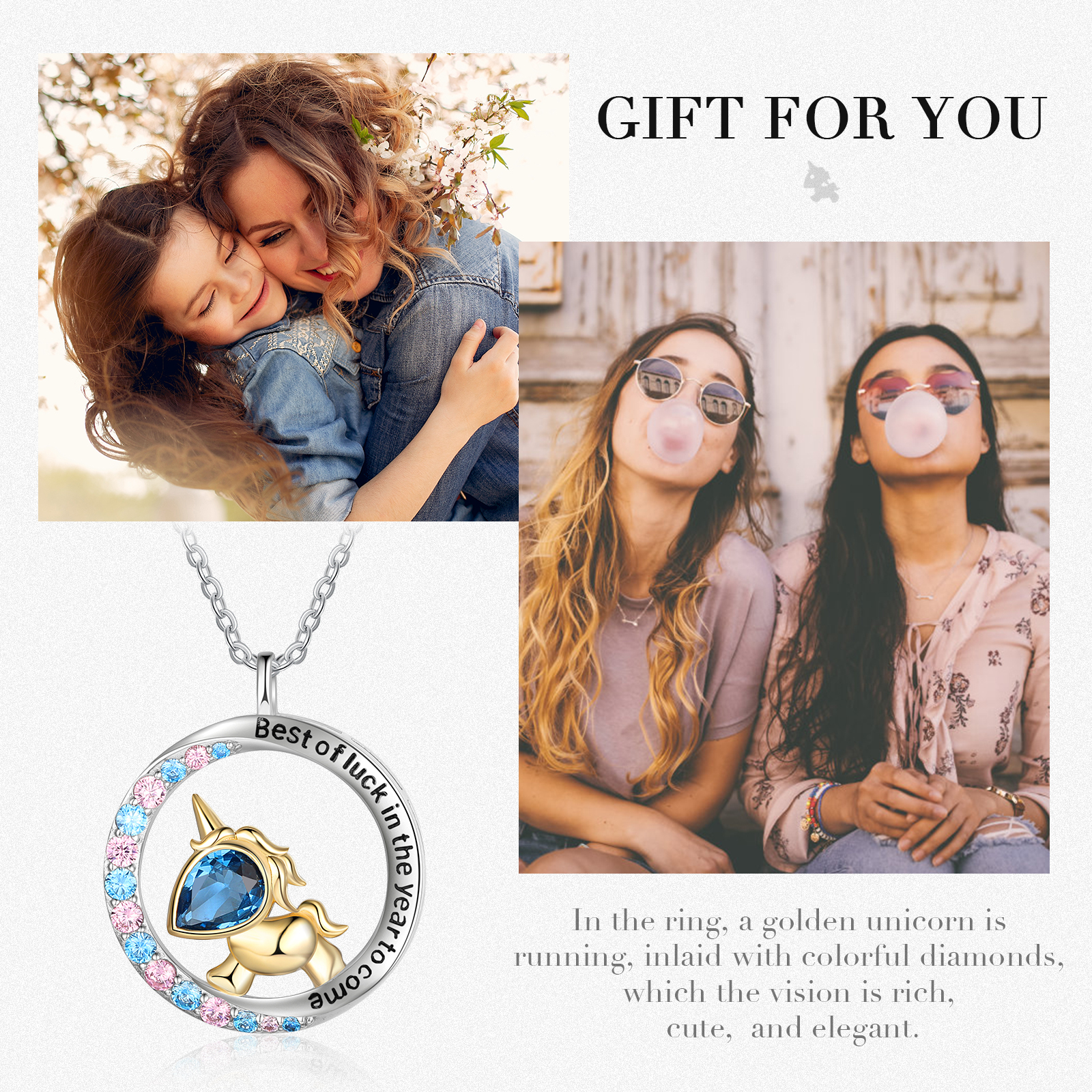 Special Love Unicorn Necklace With Birthstone Gifts For Her-Jessemade AU