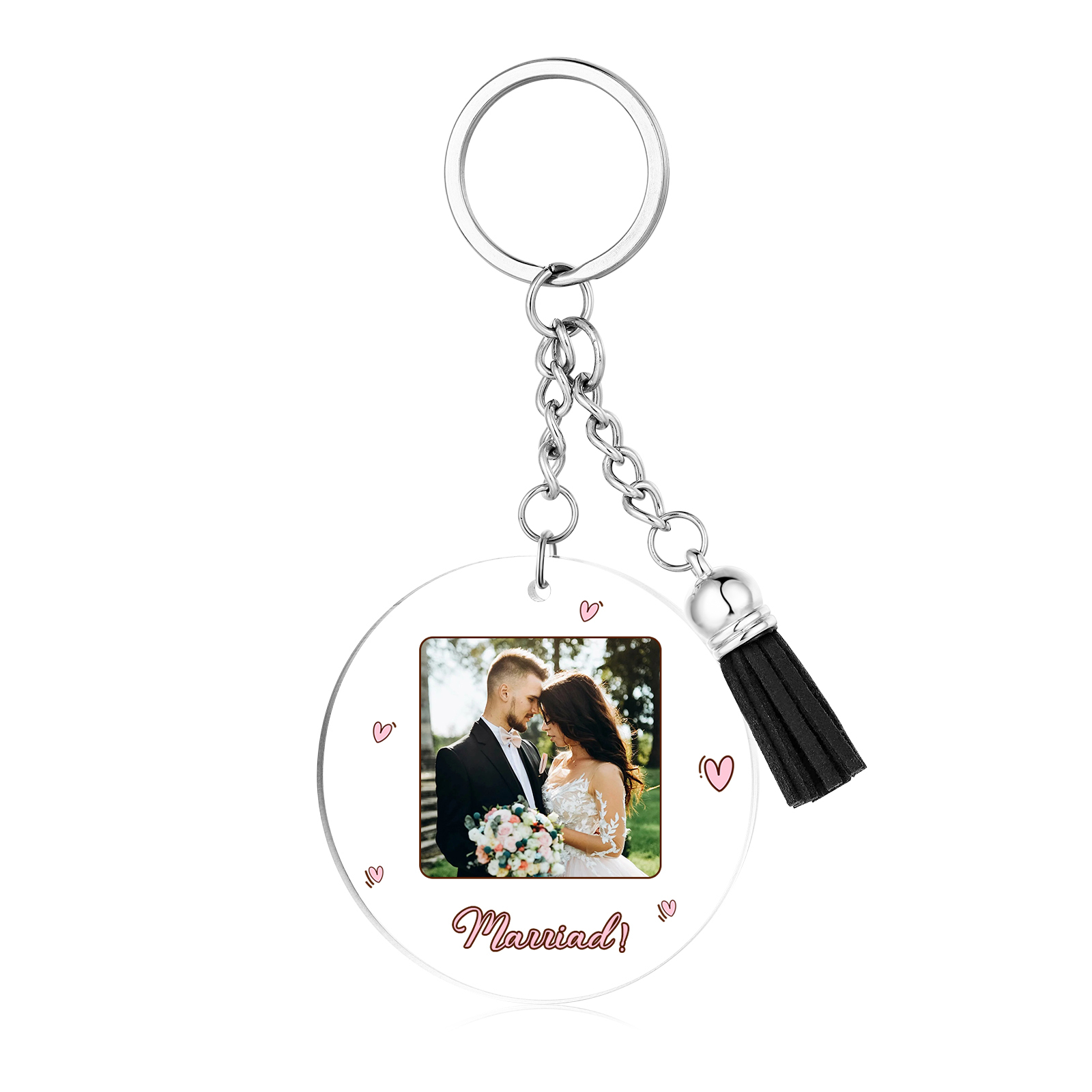 Personalised Couple Keyring Custom Photo & Name Acrylic Keychain Valentine's Day Anniversary Gift for Couples-Jessemade AU