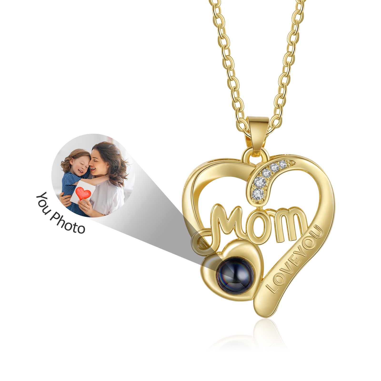 Personalised Mom Heart Projection Necklace Customised Photo Necklace for Her Mother's Day Gift Ideas-Jessemade AU