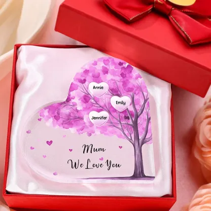 3 Names - Personalised Acrylic Heart Keepsake Custom Text Purple Tree Ornaments Gifts for Grandma/Mother-Jessemade AU