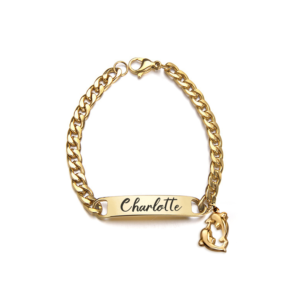 Baby Name Bracelet Personalised 1 Name Bracelet Dolphin Customised Bracelet Child Gift-Jessemade AU