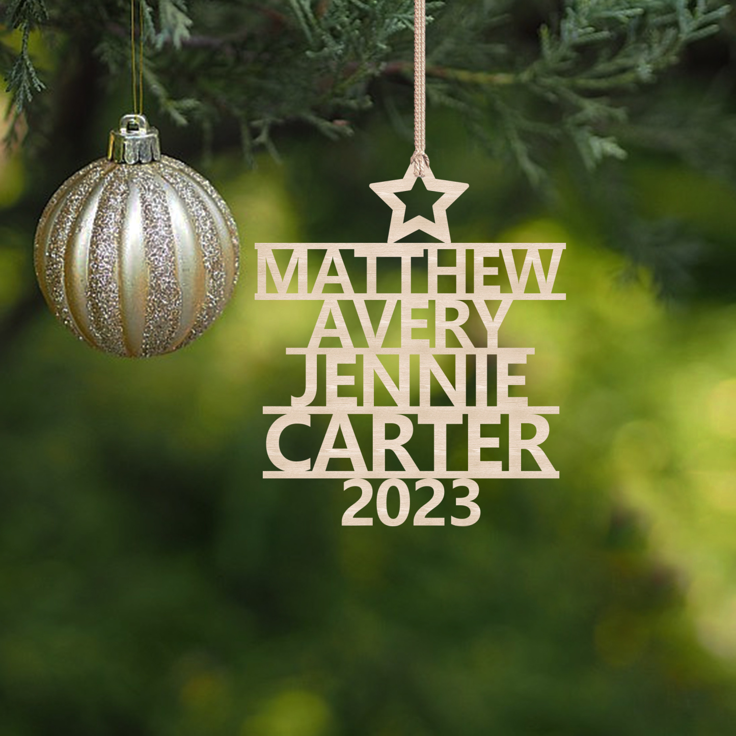 4 Names - Personalised Christmas Tree Ornaments Customised Name Xmas Wooden Decor Gifts for Family Friends-Jessemade AU