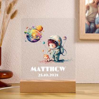 Astronaut Boy Girl Night Light with Personalised Name Date Nursery LED Night Light Birthday Gifts For Kids-Jessemade AU