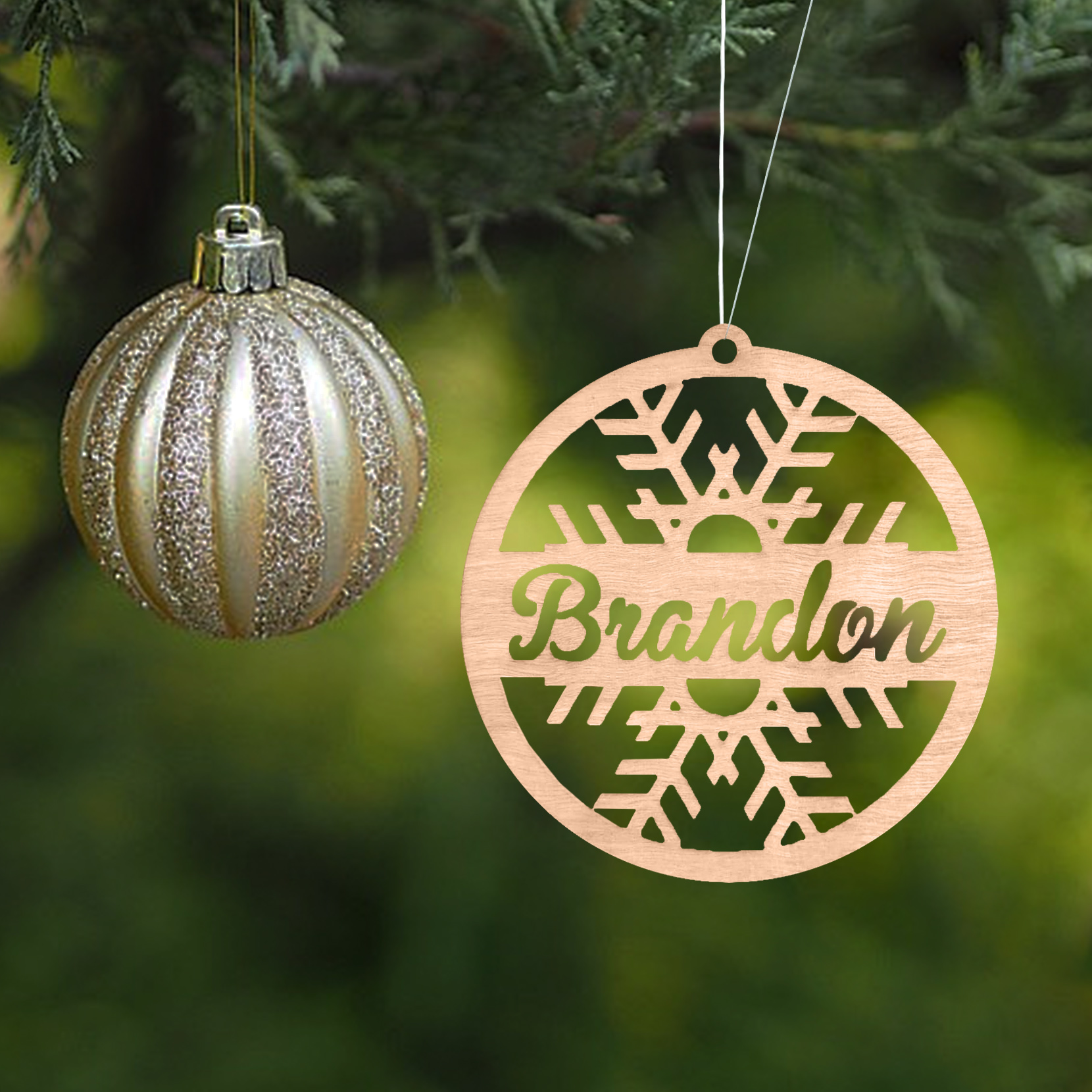 Customised Name Christmas Ornaments Snowflake Circle Ornament Personalised Gifts for Family Friends-Jessemade AU