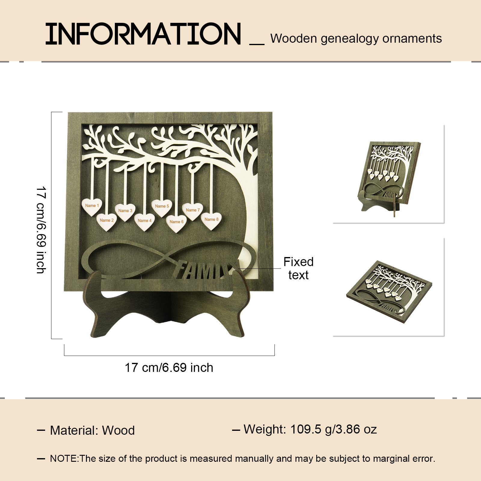 Custom Family Tree Sign with 8 Names Wooden Keepsake Gifts-Jessemade AU