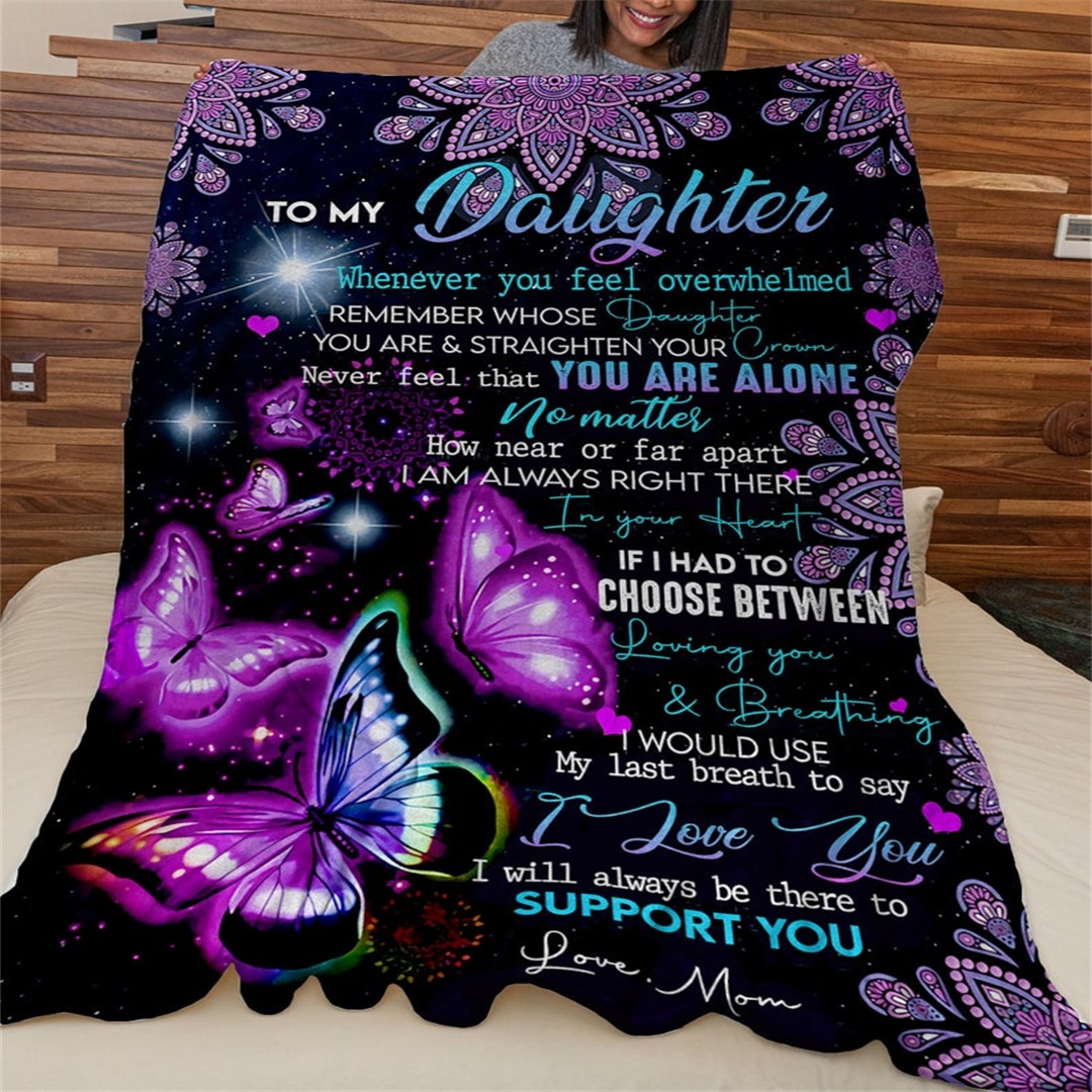 To My Daughter I Will Always Be There to Support You Flannel Blanket-Jessemade AU