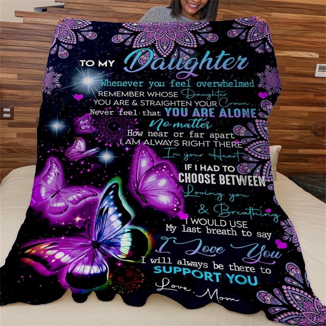 To My Daughter I Will Always Be There to Support You Flannel Blanket-Jessemade AU
