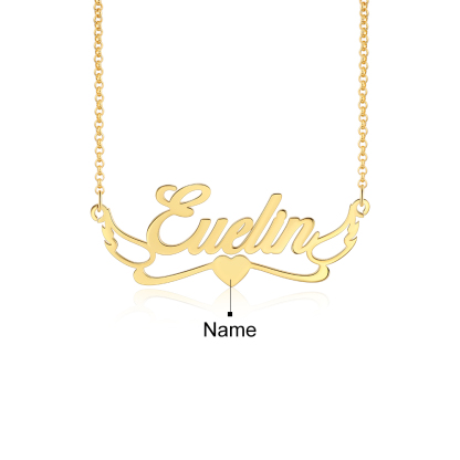 Personalised Heart Necklace Custom 1 Name Necklace Gift For Women-Jessemade AU