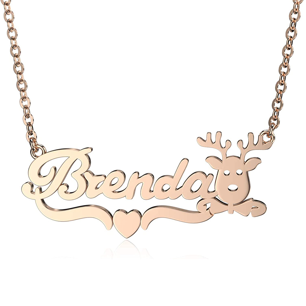 Personalised Reindeer Necklace Custom 1 Name Necklace Gift For Women-Jessemade AU