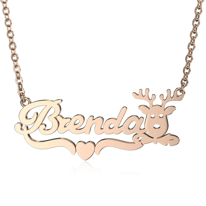 Personalised Reindeer Necklace Custom 1 Name Necklace Gift For Women-Jessemade AU