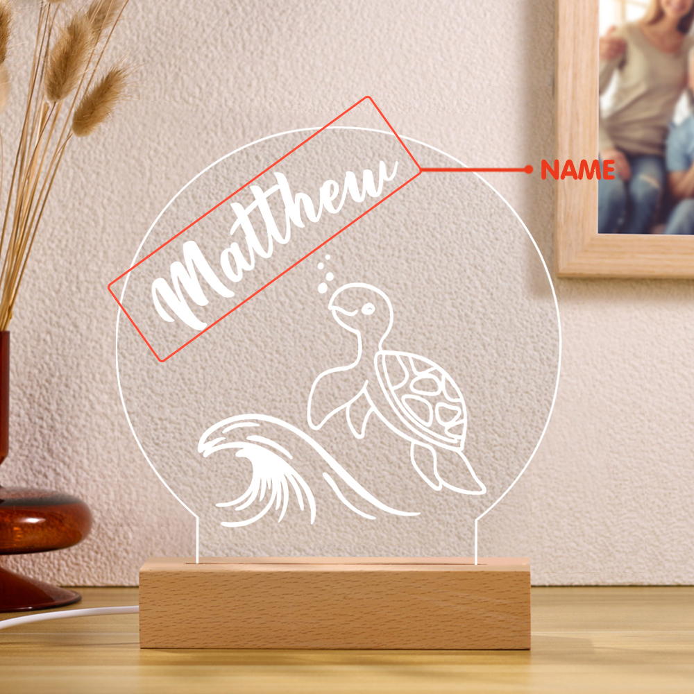 Turtle Night Light Personalised Name LED Lamp Custom Animal Night Light Gifts For Kids-Jessemade AU