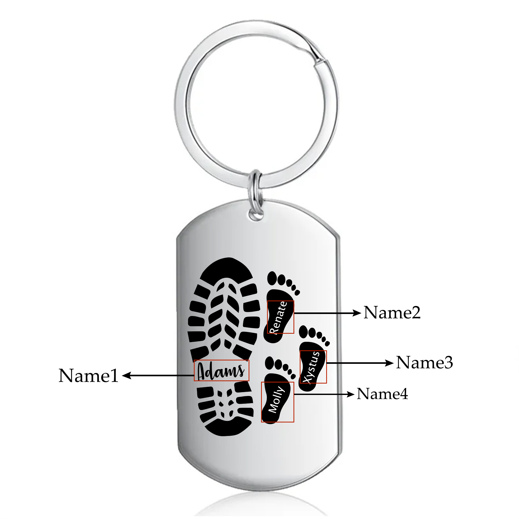 Personalised 4 Names Keychain Custom Dad Shoe Baby Foot Keychain Father's Day Gifts-Jessemade AU