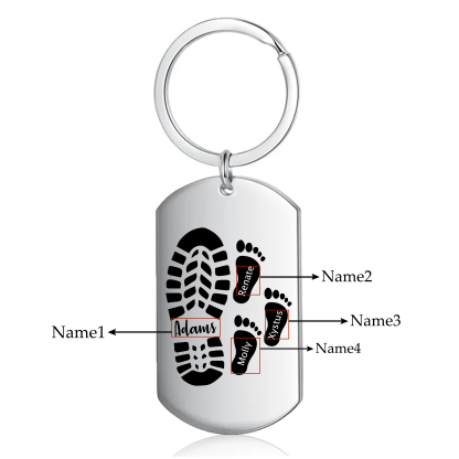 Personalised 4 Names Keychain Custom Dad Shoe Baby Foot Keychain Father's Day Gifts-Jessemade AU