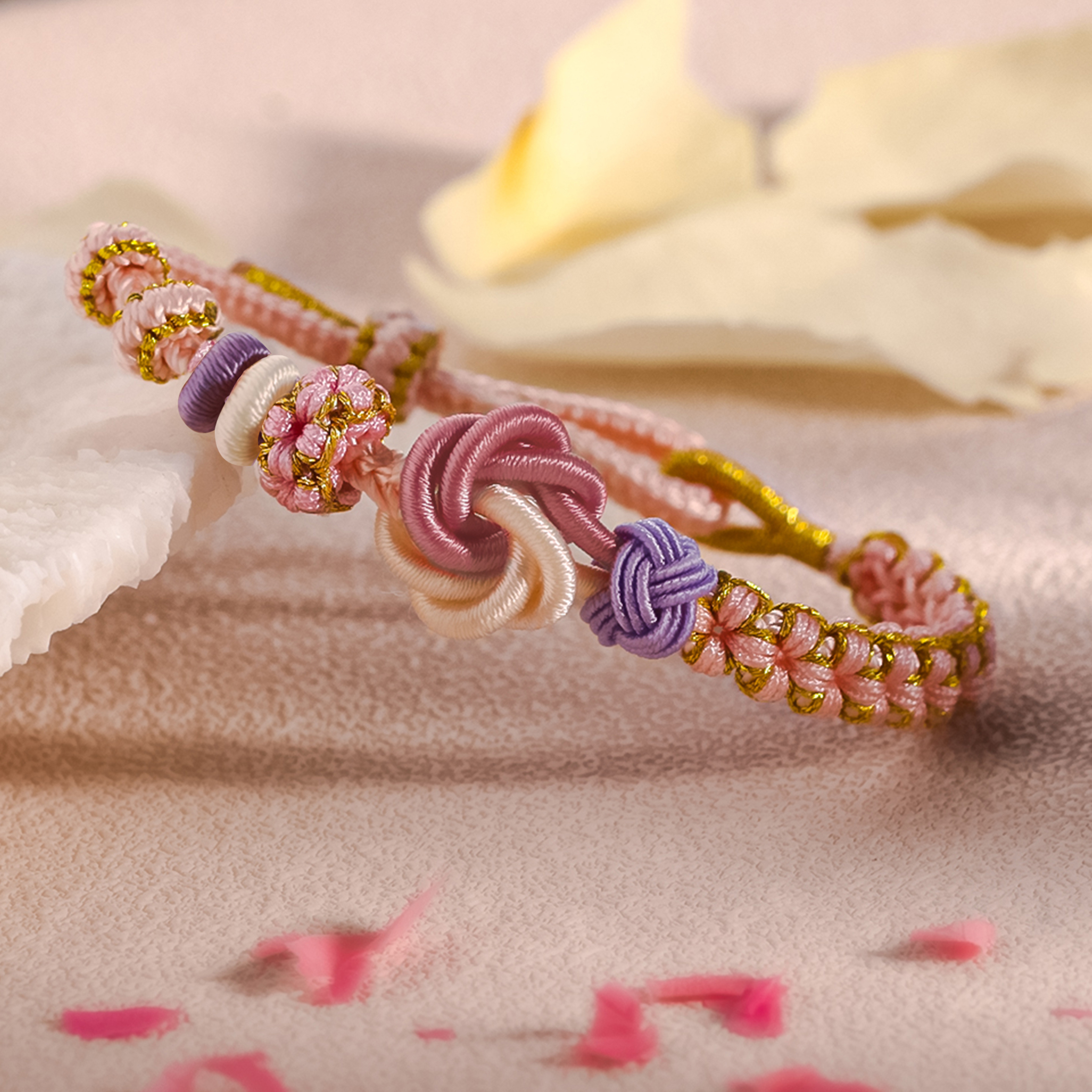 To My Granddaughter Bracelet with Message Card Peach Blossom Knot Braided Bracelet Back To School Gift for Girls Kids-Jessemade AU