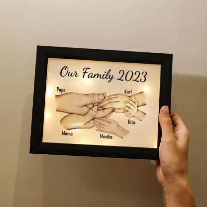 Personalised Family Holding Hands Picture Frames With Light Custom 5 Names Home Decor Gifts-Jessemade AU