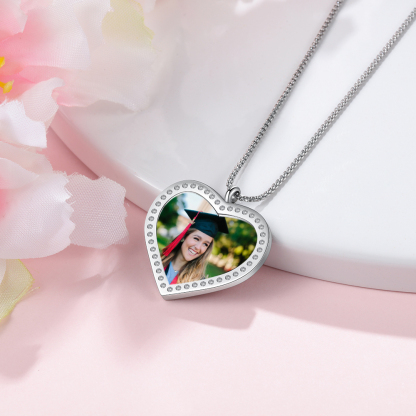 Personalised Graduation Necklace Custom Name & Photo Heart Pendant Necklace Gift for Her-Jessemade AU