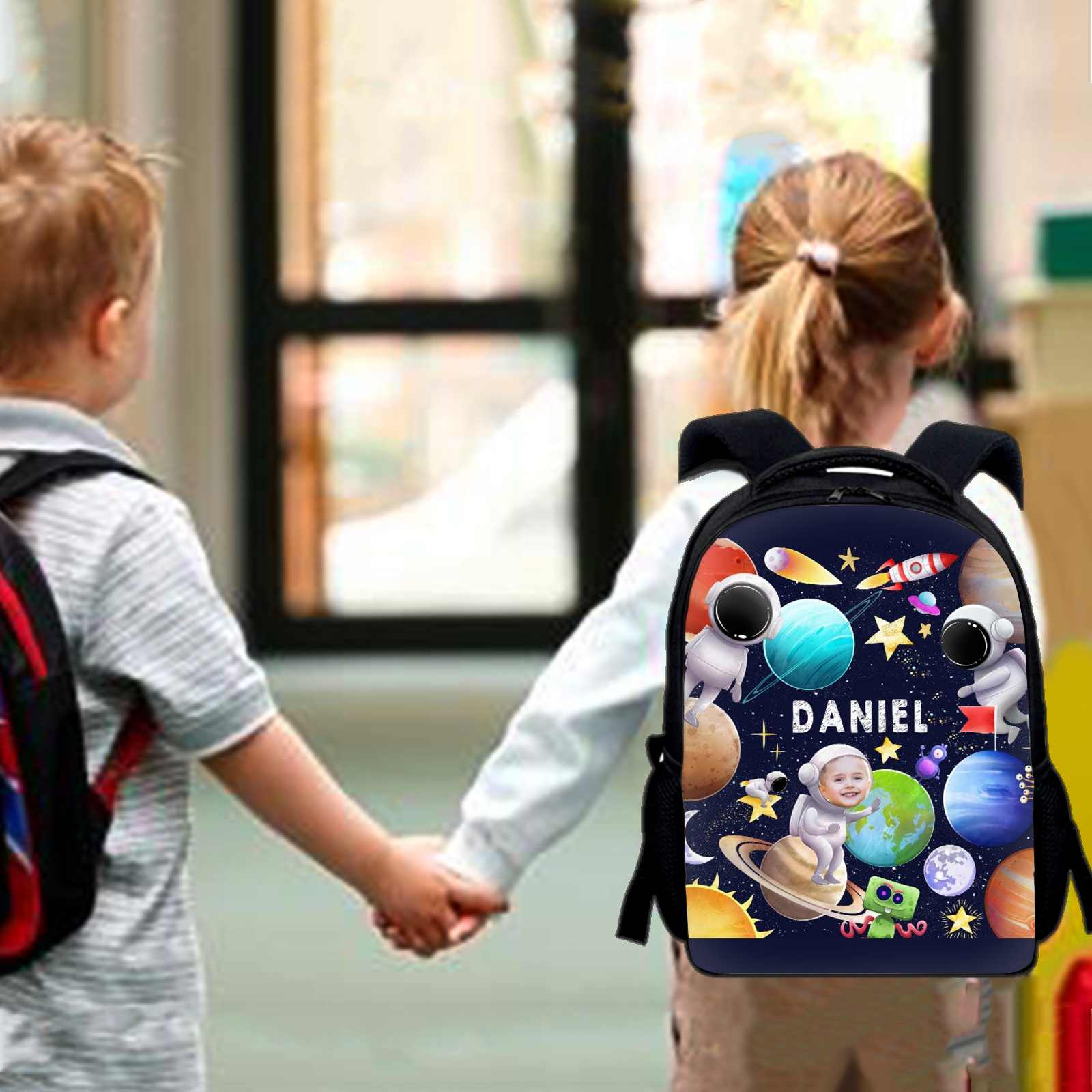 Personalised School Bag Custom Name And Photo Schoolbag Astronaut Backpack for Kids-Jessemade AU