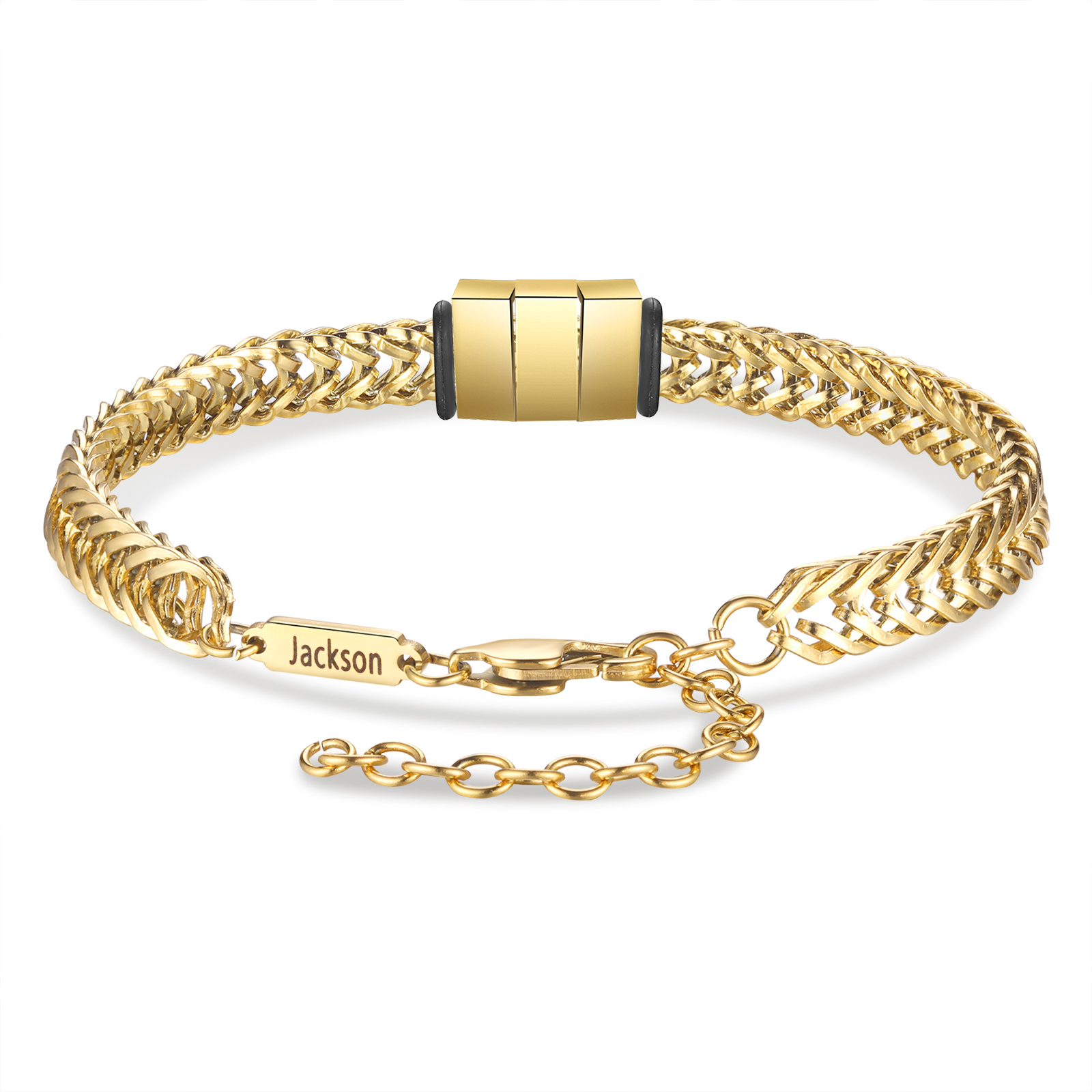 Personalised Men's Beaded Bracelet Custom 4 Names Adjustable Bracelets Stainless Steel Gifts for Him-Jessemade AU