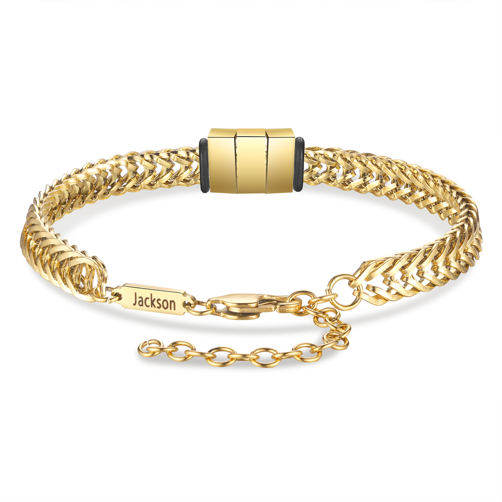 Personalised Men's Beaded Bracelet Custom 4 Names Adjustable Bracelets Stainless Steel Gifts for Him-Jessemade AU