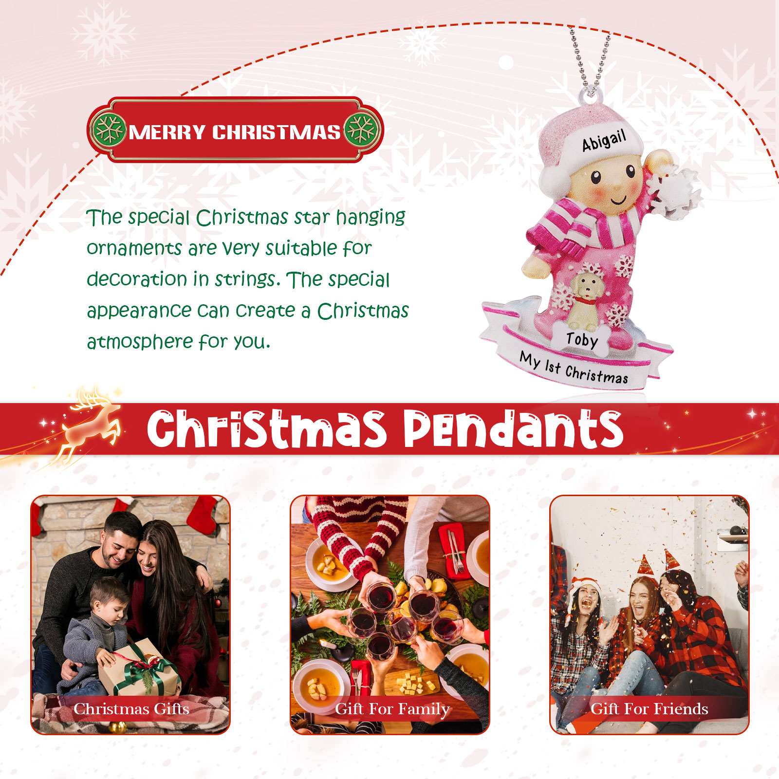 My First Christmas Personalised Acrylic Christmas Ornament Customised Name & Text Hanging Ornaments Pets Christmas Gift for Boys Girls Babies-Jessemade AU