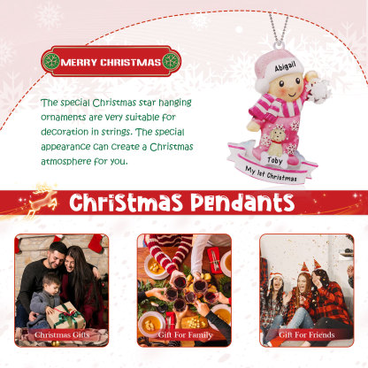 My First Christmas Personalised Acrylic Christmas Ornament Customised Name & Text Hanging Ornaments Pets Christmas Gift for Boys Girls Babies-Jessemade AU