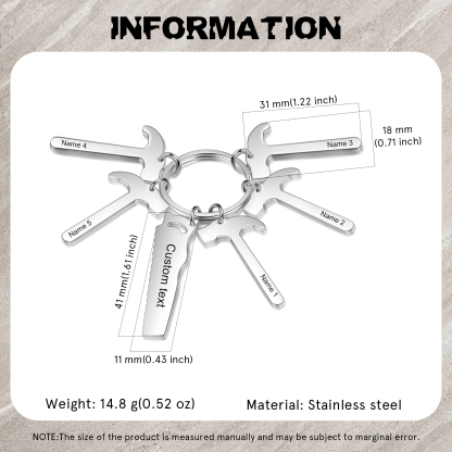 Father's Day Gifts Tool Keychain Personalised 5 Names Stainless Steel Keyring For Him-Jessemade AU