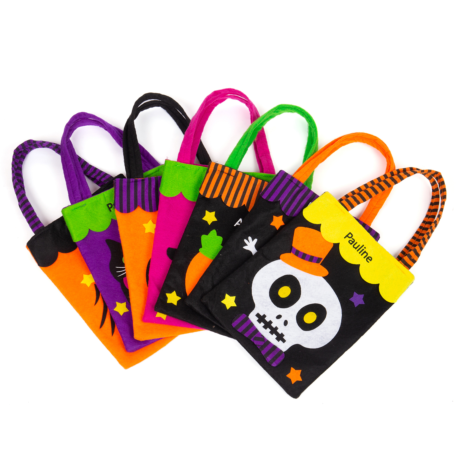 Personalised Halloween Tote Bags Custom 1 Name Tote Bag Halloween Candy Bag for Kids-Jessemade AU