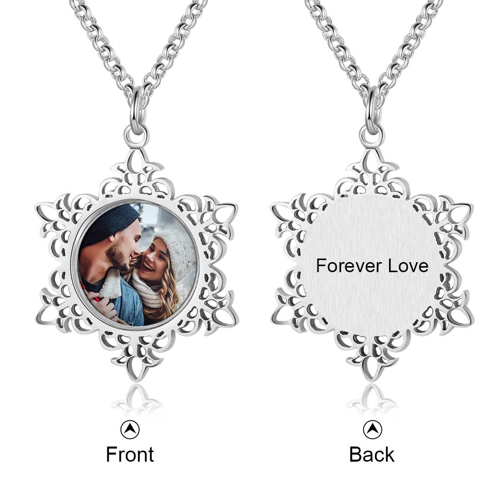 Personalised Snowflake Necklace Custom 1 Photo Necklace Gifts For Her-Jessemade AU