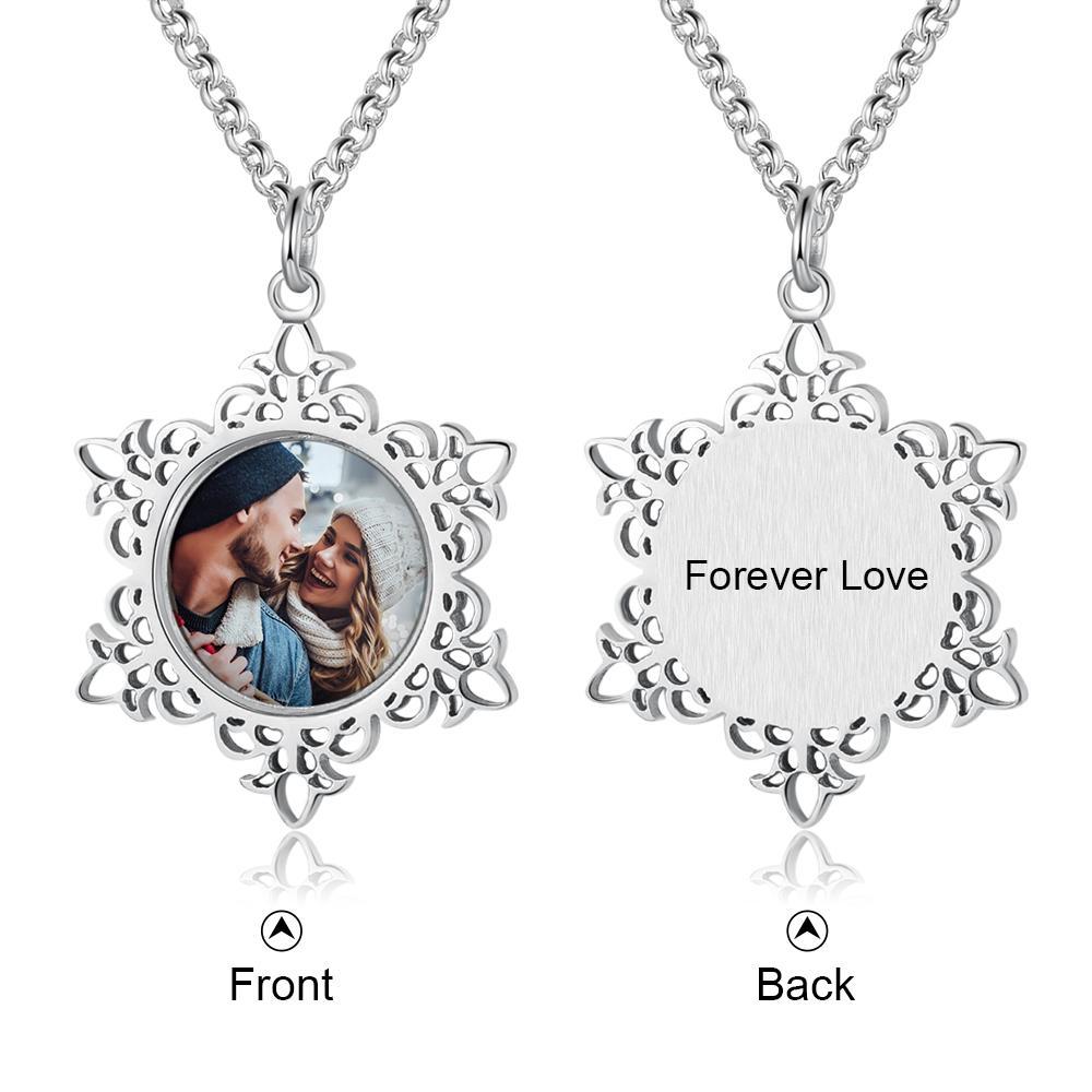 Personalised Snowflake Necklace Custom 1 Photo Necklace Gifts For Her-Jessemade AU