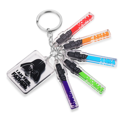 5 Names - Personalised Text & Name Acrylic Keychain Star Wars Gifts for Father/Grandpa-Jessemade AU