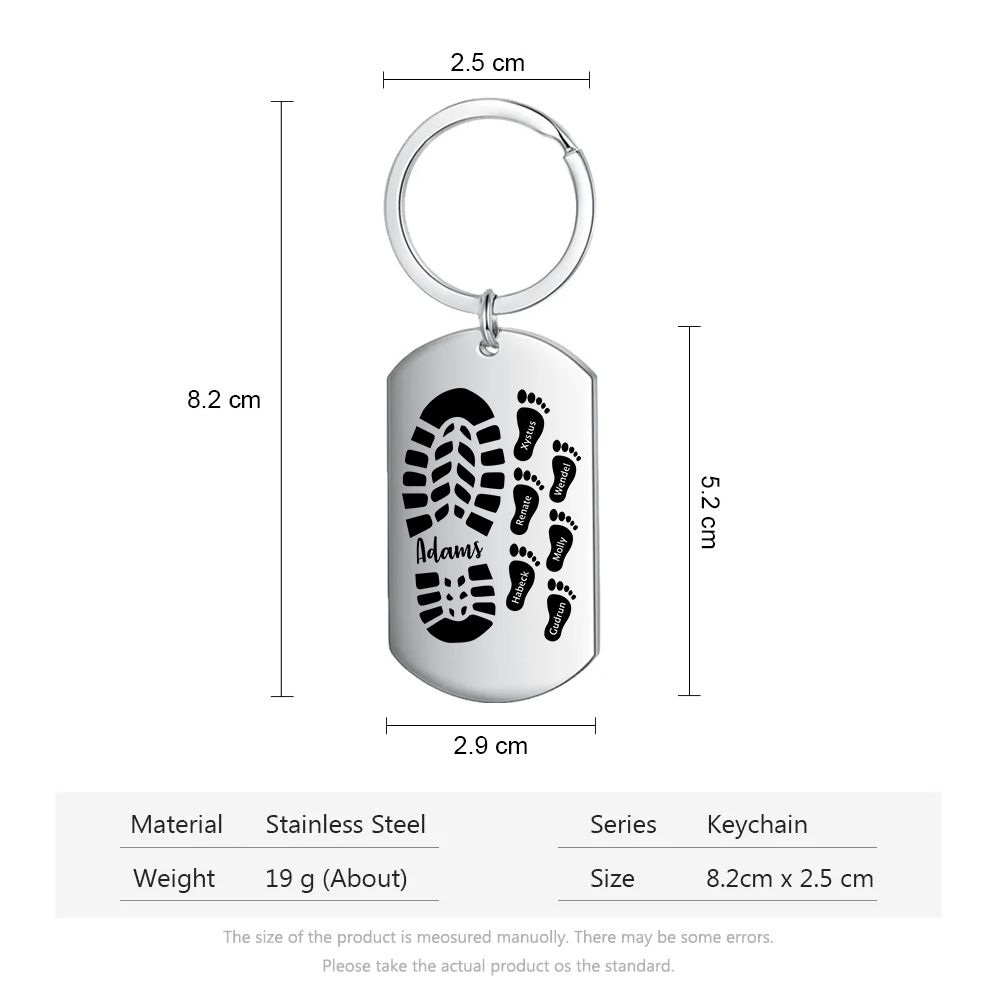 Personalised 7 Names Keychain Custom Dad Shoe Baby Foot Keychain Father's Day Gifts-Jessemade AU