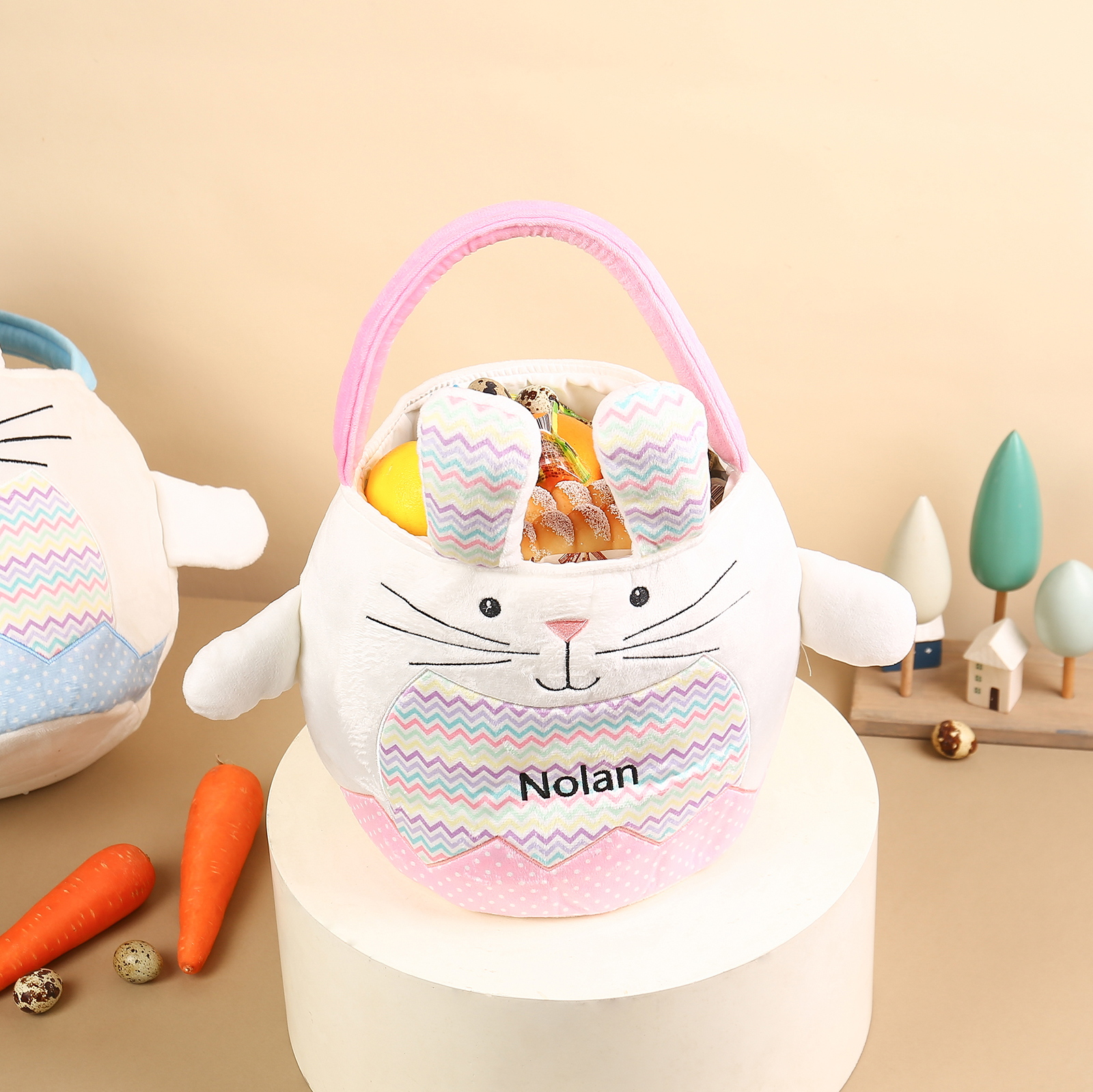 Personalised Bunny Tote Bag Customised with Name Bunny Bucket Bag Easter Gifts-Jessemade AU