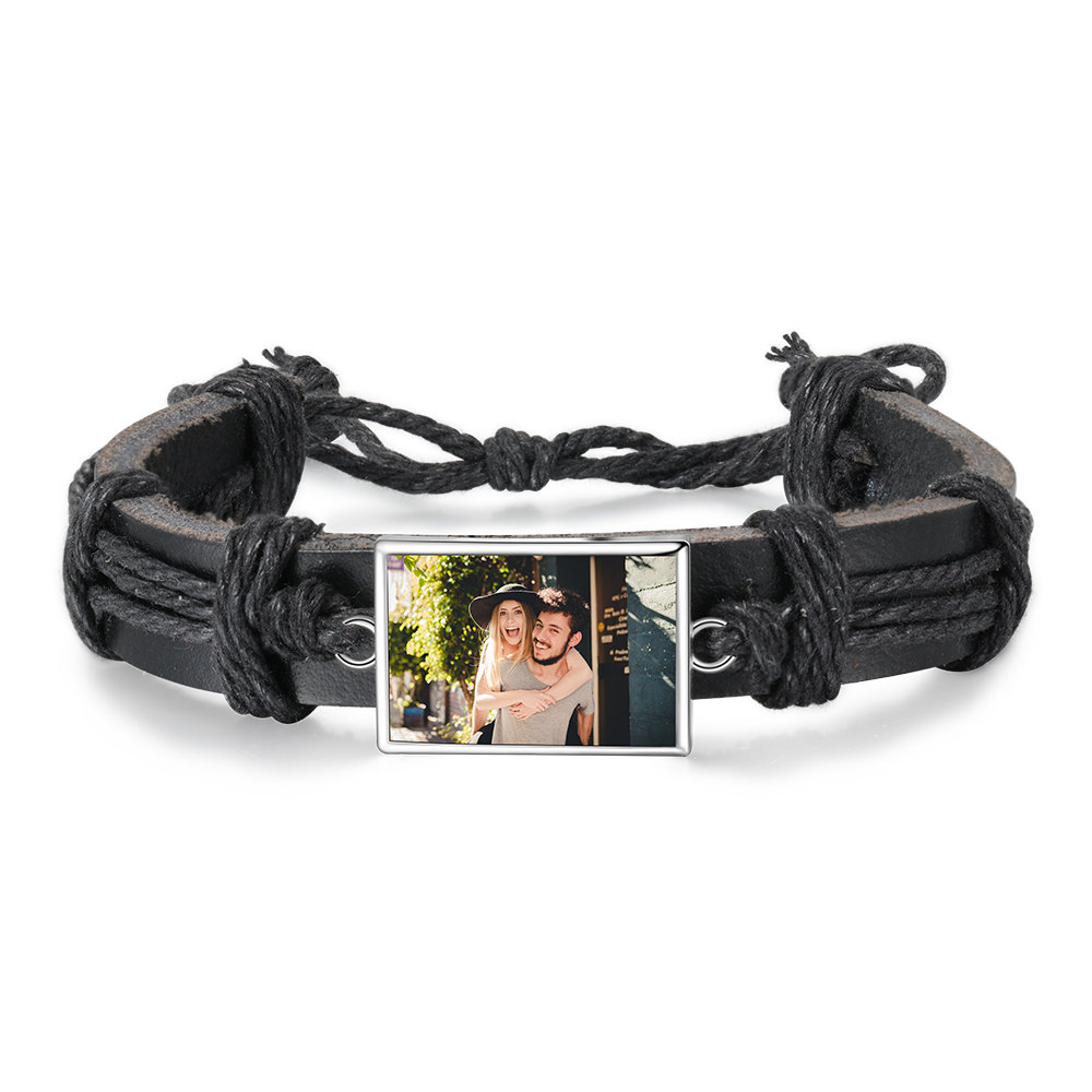Personalised Photo Bracelet Customised Leather Adjustable Bracelet Gifts for Her Him-Jessemade AU