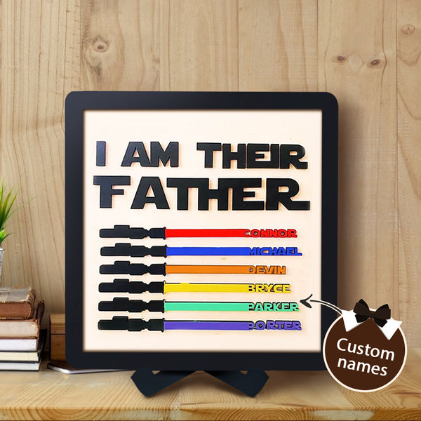 Personalised Star Wars Sign Father's Day Gifts - I AM THEIR FATHER - Wood Sign with 6 Names-Jessemade AU