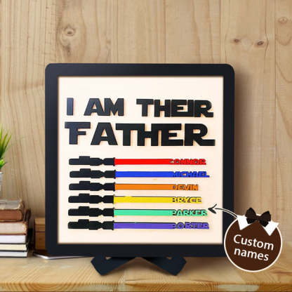 Personalised Star Wars Sign Father's Day Gifts - I AM THEIR FATHER - Wood Sign with 6 Names-Jessemade AU