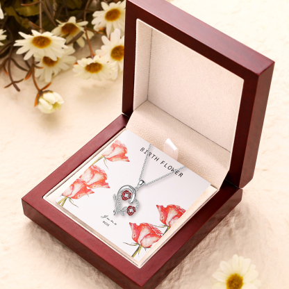 Personalised June Birthflower Necklace With Birthstones Custom 1 Name Necklace For Her-Jessemade AU