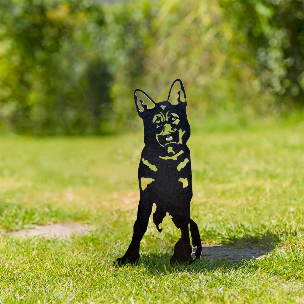 German Shepherd Metal Dog Silhouette Garden Yard Decoration-Jessemade AU
