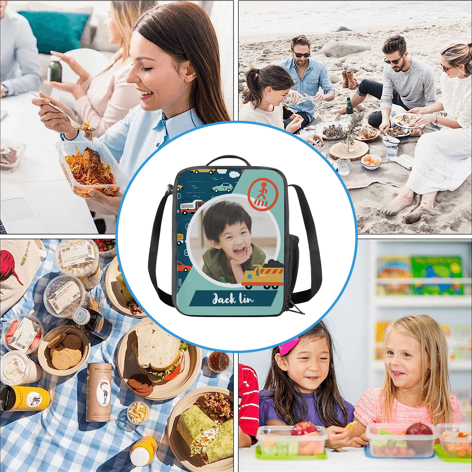 Custom Name and Photo Lunch Bag Personalised Cars Lunch Box Gifts for Kids-Jessemade AU