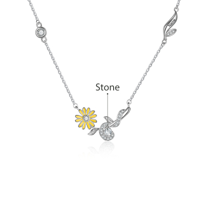 Personalised April Birthflower Necklace With Birthstone Best Gift For Her-Jessemade AU