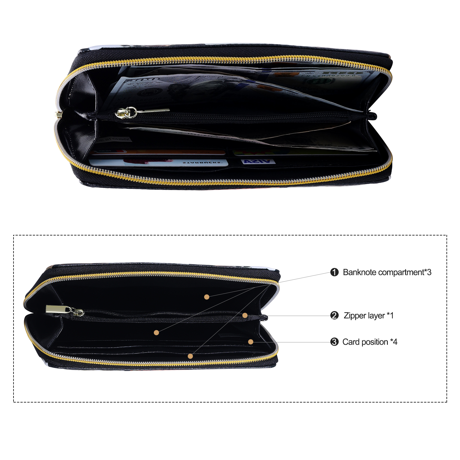 Long Purse Personalised Leather Wallet Engraved 6 Photos Zip Wallet 2023 Gifts For Women Men-Jessemade AU