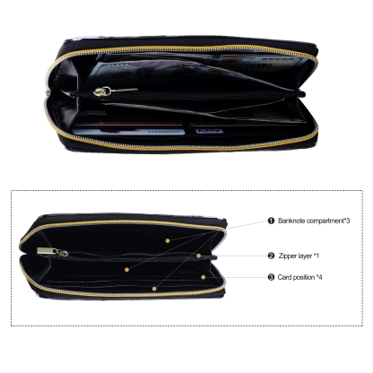 Long Purse Personalised Leather Wallet Engraved 6 Photos Zip Wallet 2024 Gifts For Women Men-Jessemade AU